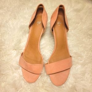 Salmon Pink Faux Suede Kitten Heels